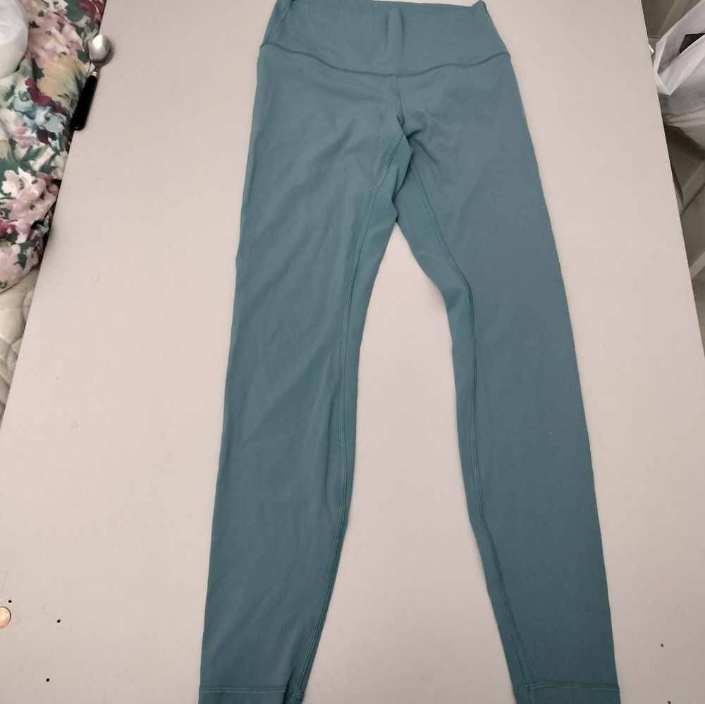 Lululemon Align High Rise Pant 25" Mystic Green Size 6 Nulu Leggings Teal Blue